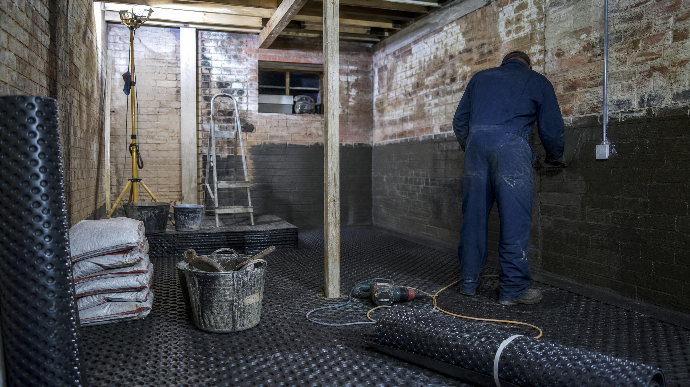 Cellar Tanking in progress at a British residential property — professional service in Birmingham
