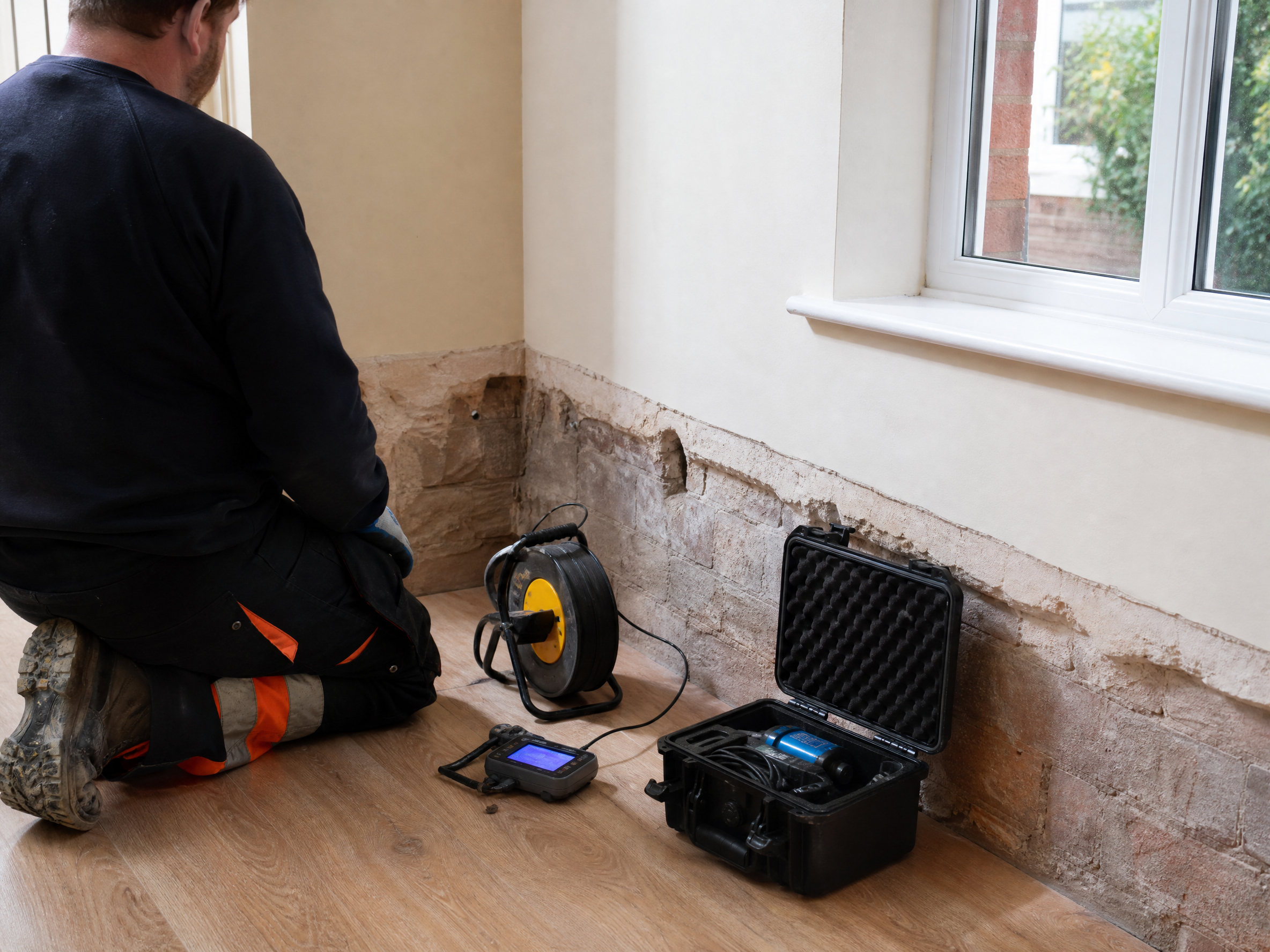Completed damp survey showing professional quality workmanship in a British home