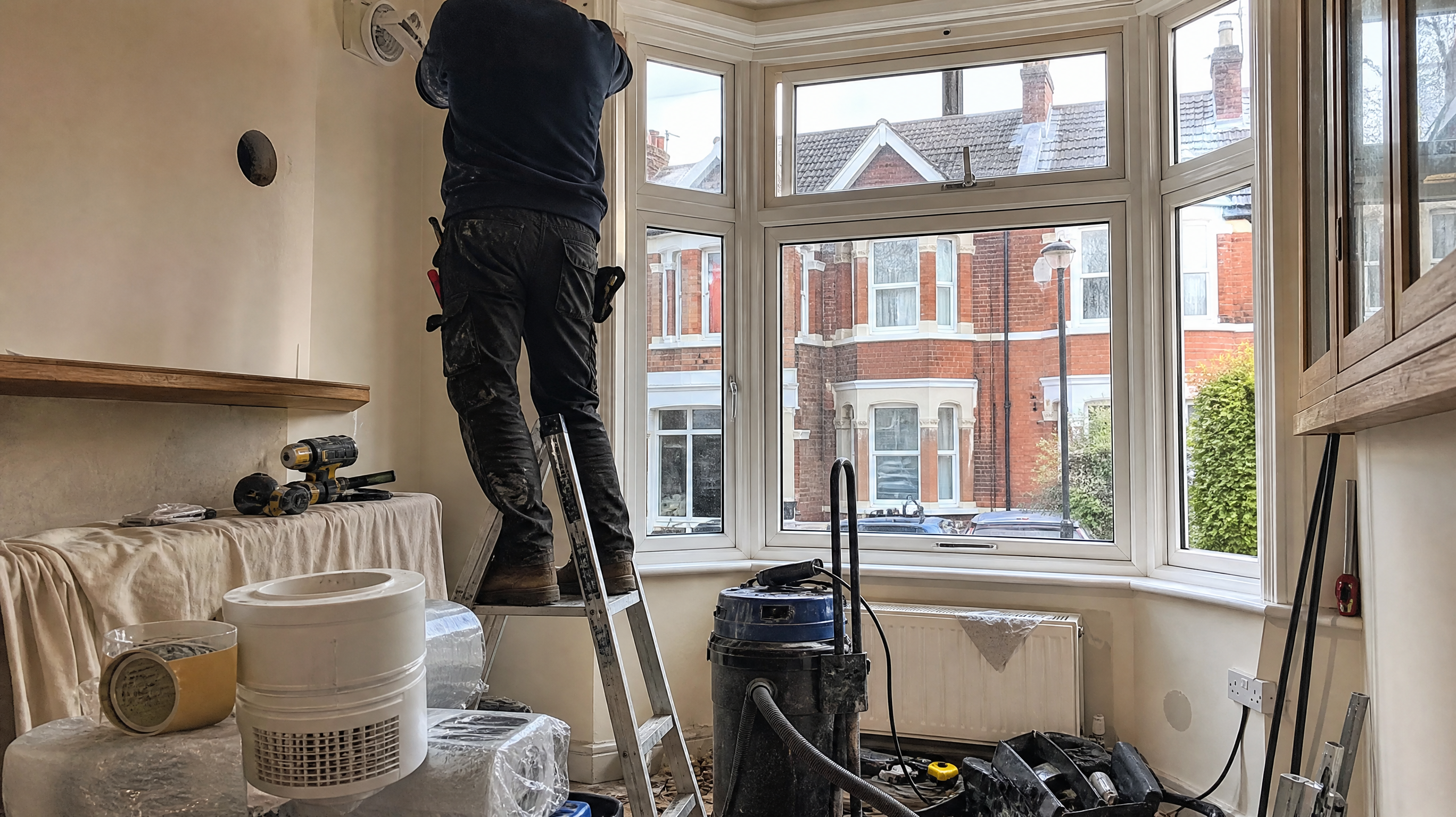 Positive Input Ventilation (PIV) Installation in progress at a British residential property — professional service in Birmingham